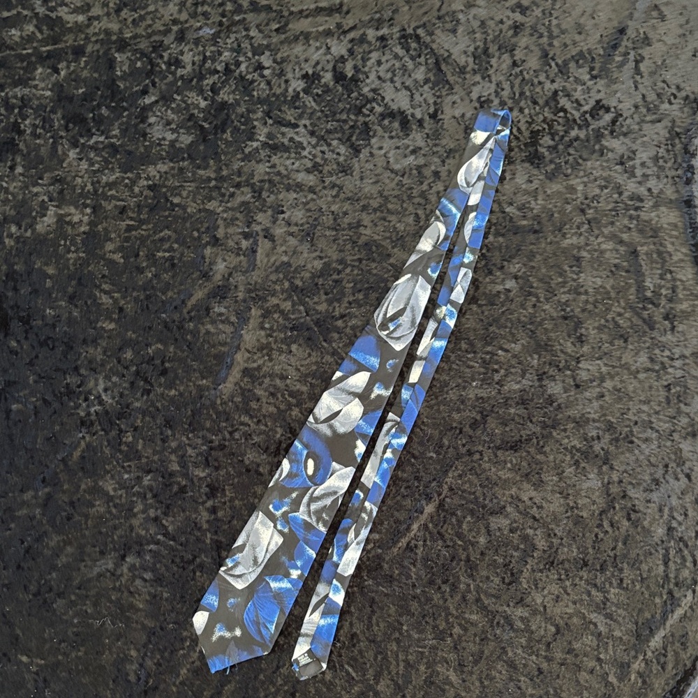 Blue and Gray Floral Men's Tie